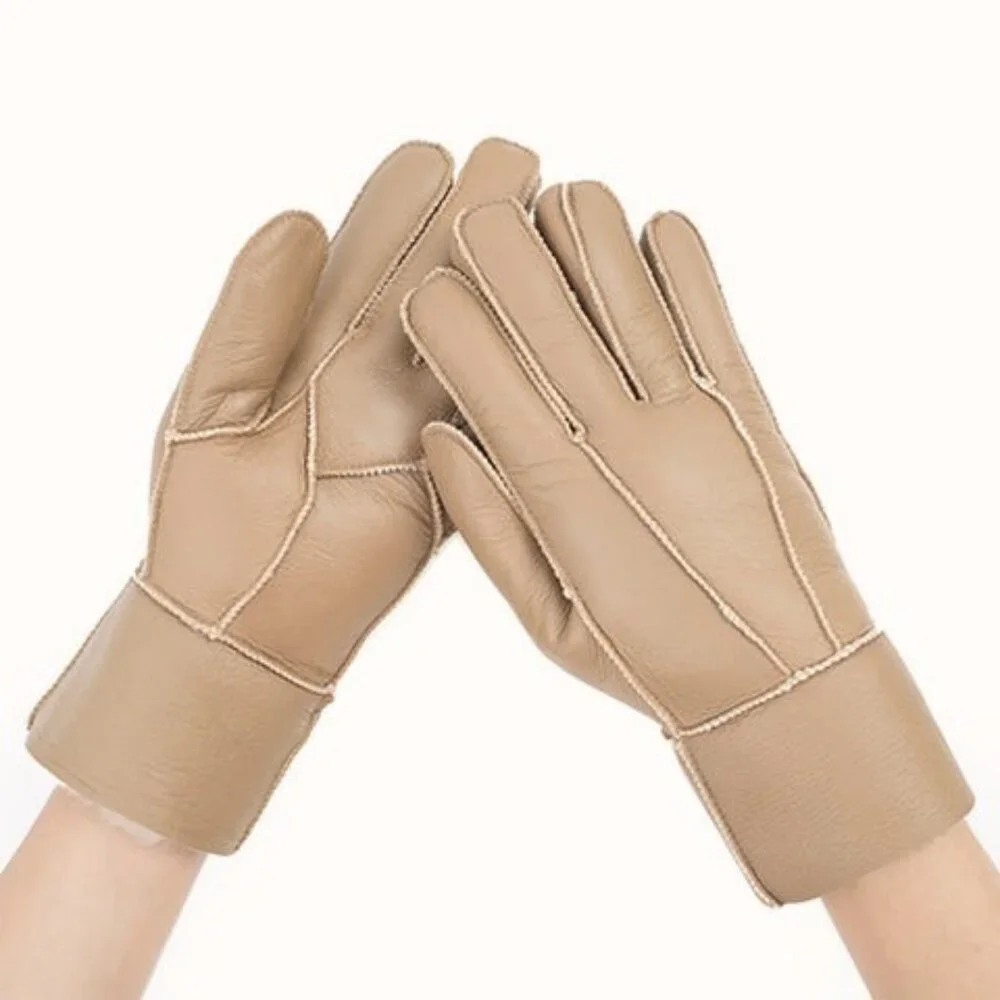 Ugg AUSTRALIAN SHEPHERD Leather Stitching Gloves Soft Chestnut Wool Sheepskin